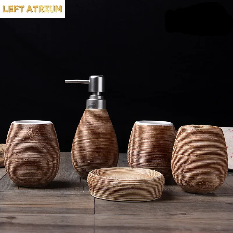 Creative hand-drawing European ceramic bathroom five-piece bathroom supplies suite wash cup suit wash suit