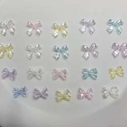 Bow Nail Charms Accessories 100 pcs Bulk Pink White Bow tie Rhinestones For Nails Art Decorations Pearl Color Ribbon Nail Parts