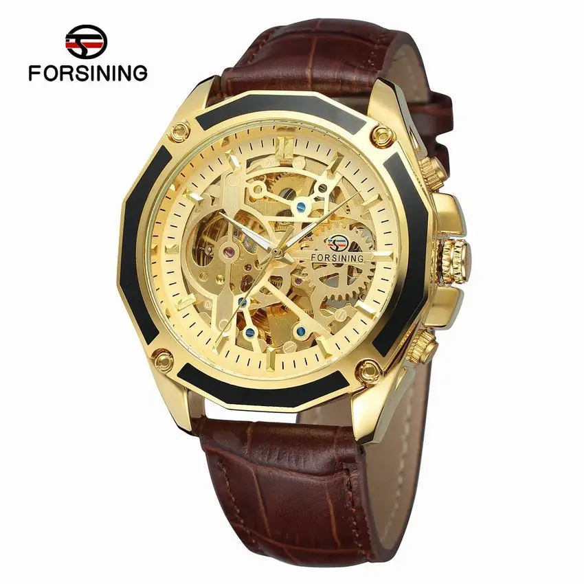 Fashion Forsining Top Brand Men Watch  Casual Hollow Mechanical Automatic Clock Waterproof Sports Full Steel Business Man Watch