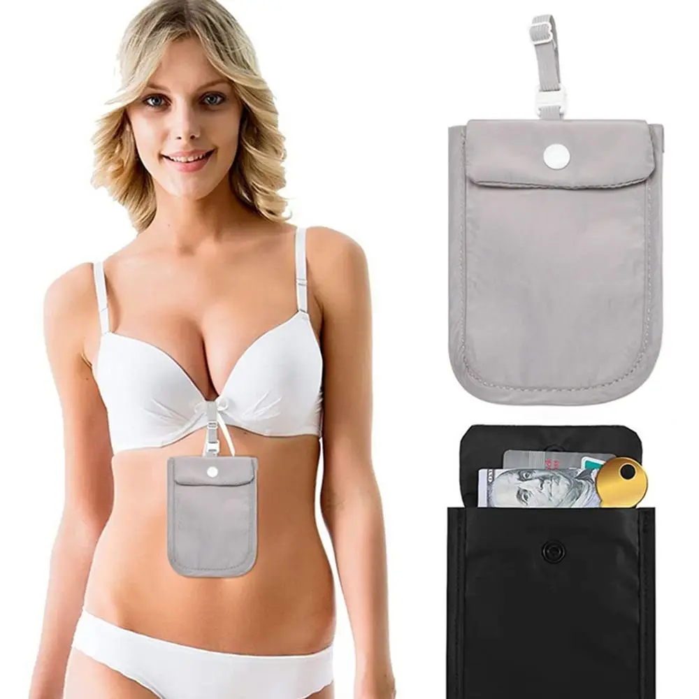 RFID-Blocking Hidden Bra Wallet Protect Your Passport with Adjustable Elastic Strap Money Pouch Bag Invisible Ultra-thin Wallet