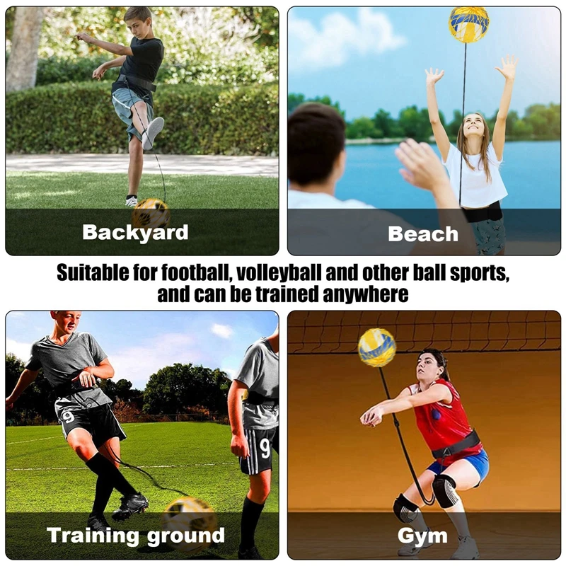 Adjustable Football Kick Trainer Adults Kids Soccer Ball Training Equipment Trainer Solo Practice Elastic Belt Sports Assistance