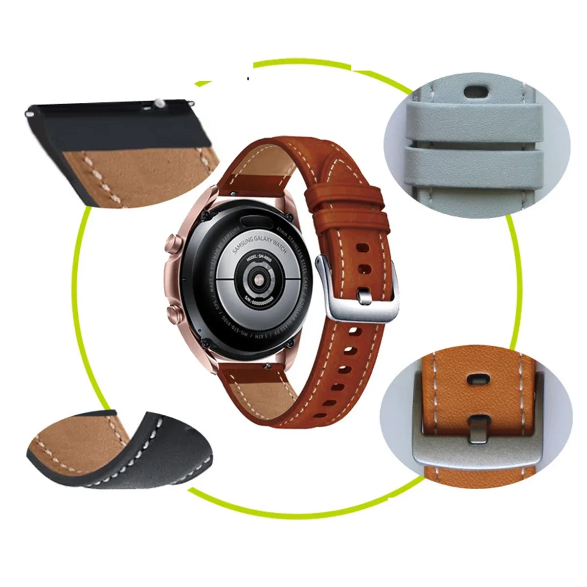 Leather Watchband for Samsung Galaxy watch 3 41mm 45mm 42mm 46mm Smart Wristbands for Samsung Gear S2 S3 20mm 22mm Watch Strap