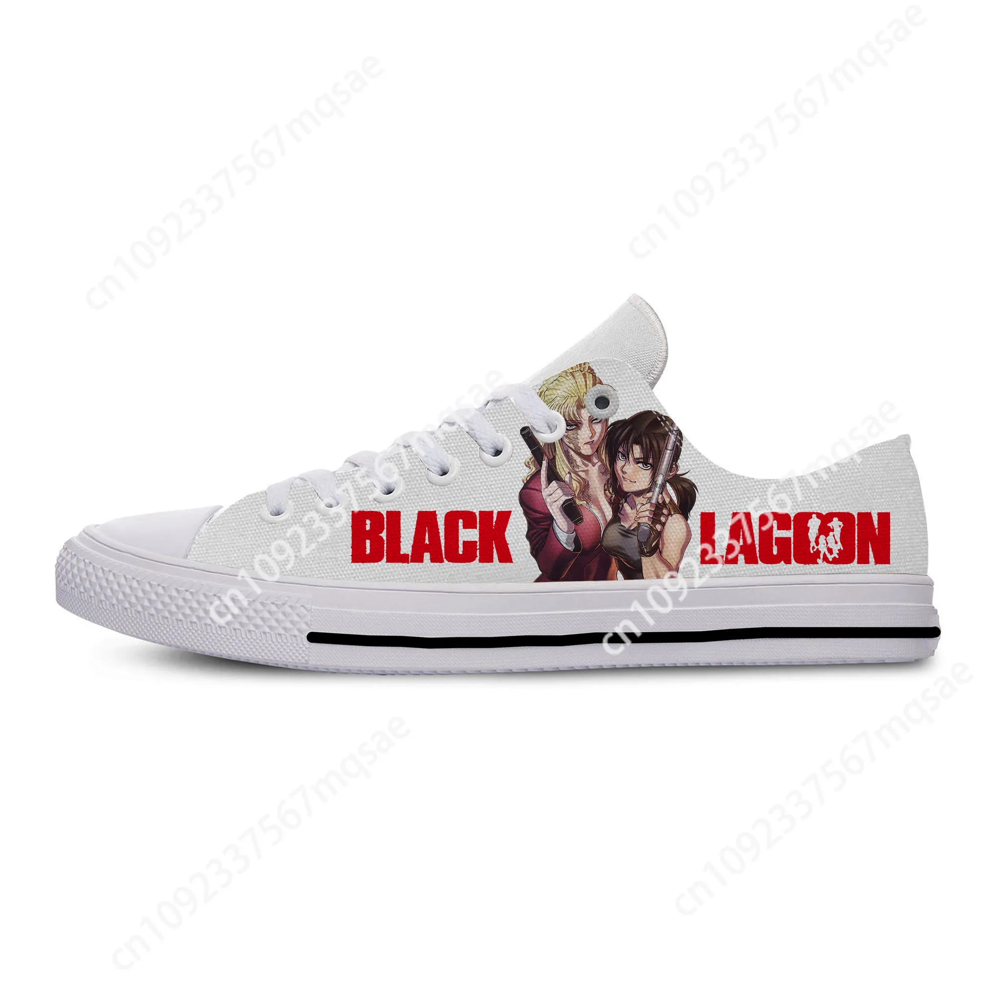 Anime Black Lagoon High Top High Quality Sneakers Men Women Teenager Canvas Sneaker  Prode Casual Couple Shoes Custom Shoe White