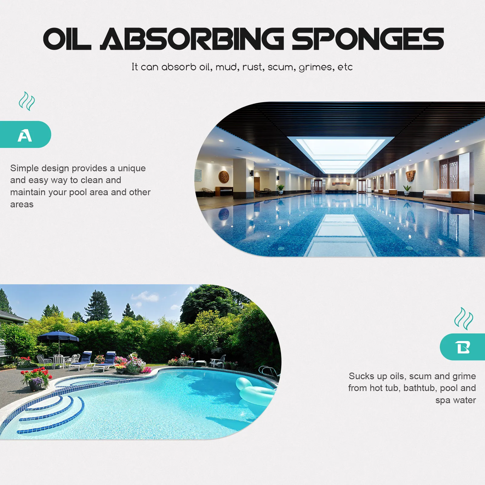 16Pcs Swimming Pool Sponges Oil Removing Filter Sponge Filters for Hot Tub Spa Bathtub Industrial Cleaning Oil Absorption