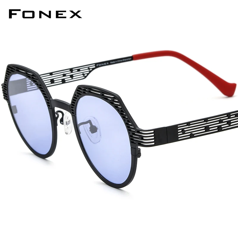 

FONEX Pure Titanium Polarized Sunglasses Men Colorful Retro Fashion Polygon 2024 New Sun Glassesfor Women UV400 Shades F85815T