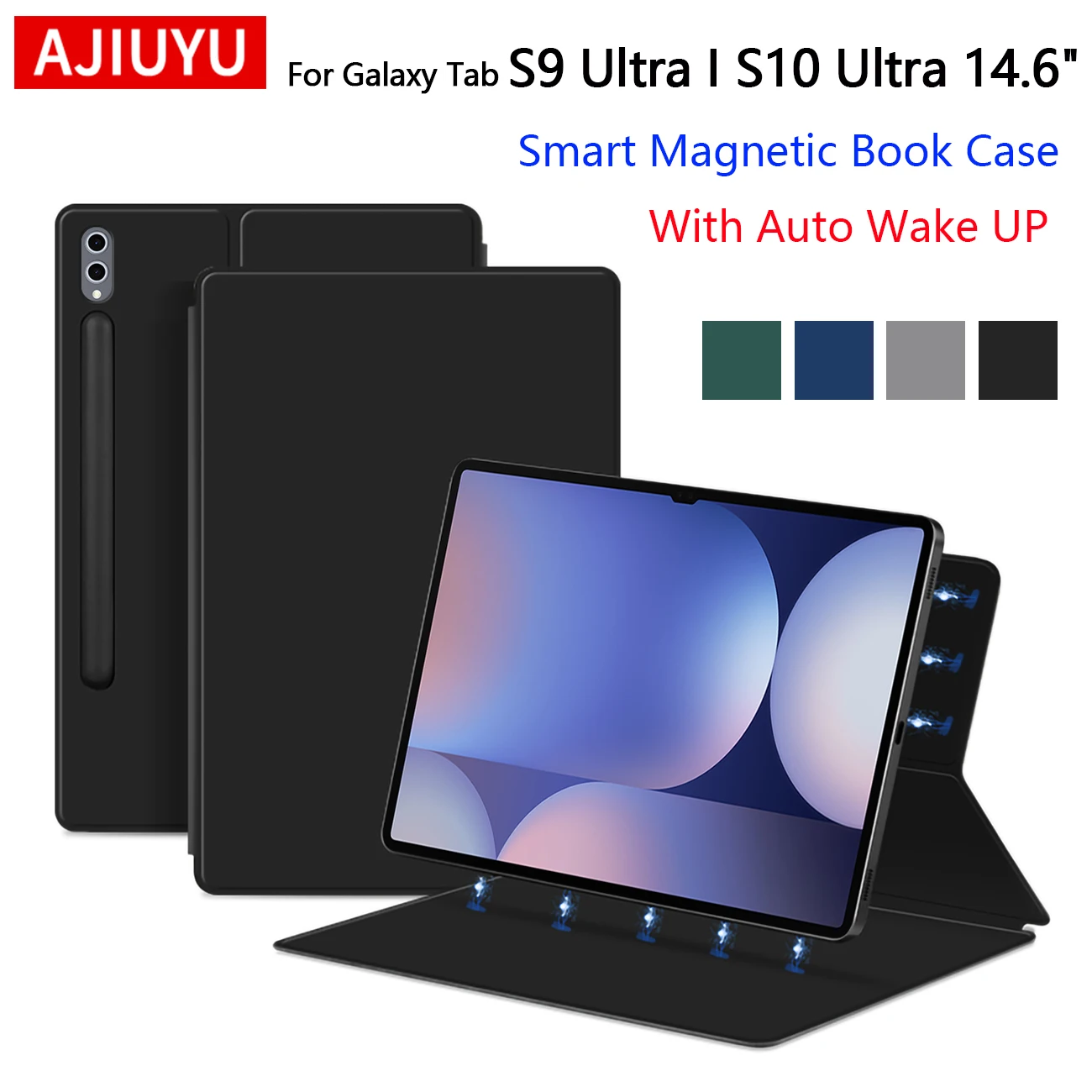 Magnetic Case For Samsung Galaxy Tab S10 Ultra 2024 5G S9 ultra 14.6 Inch Smart Book Case Built in Pencil Holder Auto Sleep Wake