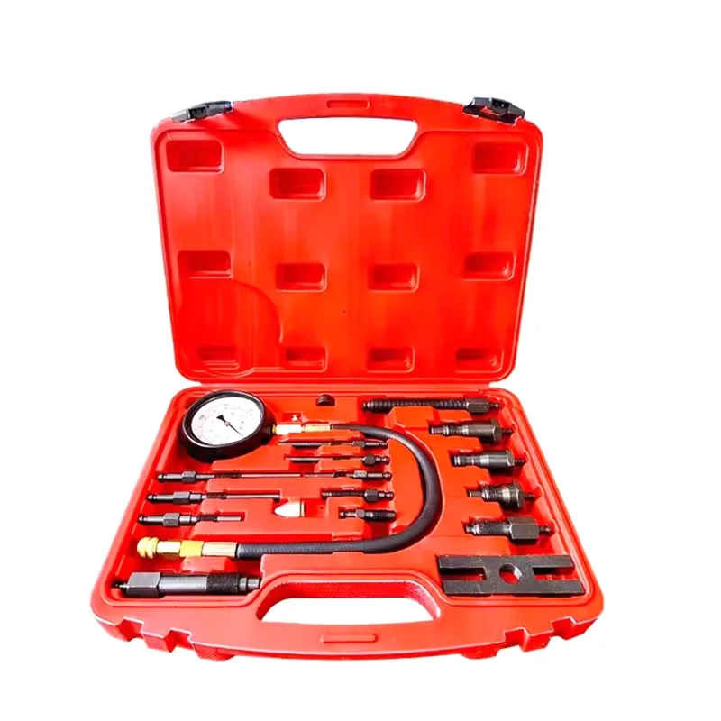 

AR-Cylinder Pressure Gauge Detection Test Set TU15B Diesel Engine Compression Tester Tool Kit Full Range Professional