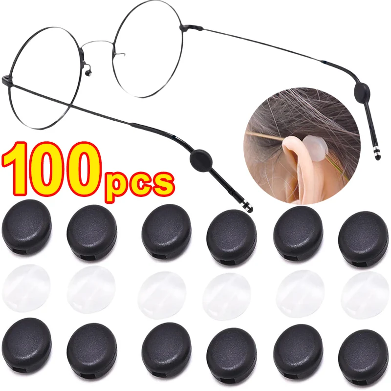 

100Pcs=50pairs Glasses Silicone Anti Slip Circle Cover Ear Hook Spectacle Sports Fixed Legs Grips Temple Holder Eyeglasses Grip