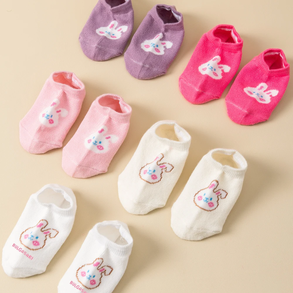 

Girls 5 Pairs Ankle Socks for Baby Girls Cute Bunny Pattern Soft Breathable Comfortable All Seasons Toddler Socks 0-5Y