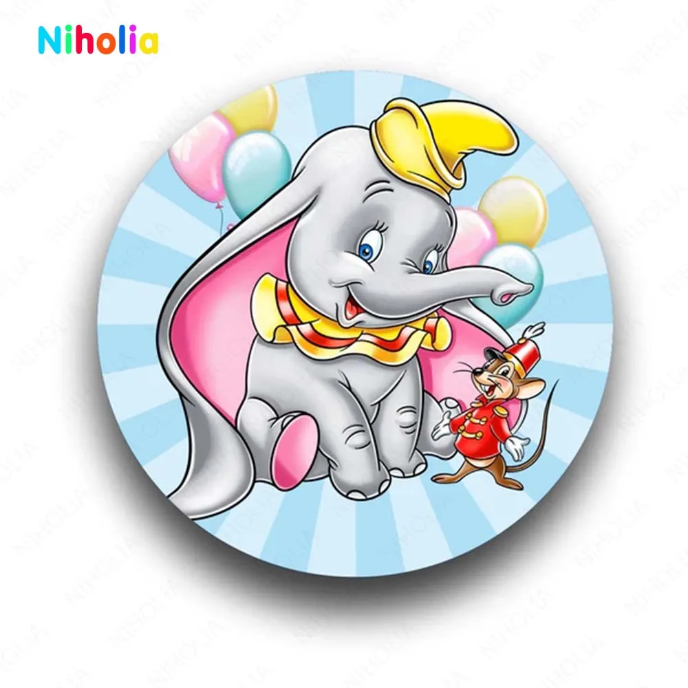 Disney Dumbo Round Backdrop Boy Girls Birthday Decoration Balloon Photography Background Party Cover Baby Shower Studio Decor