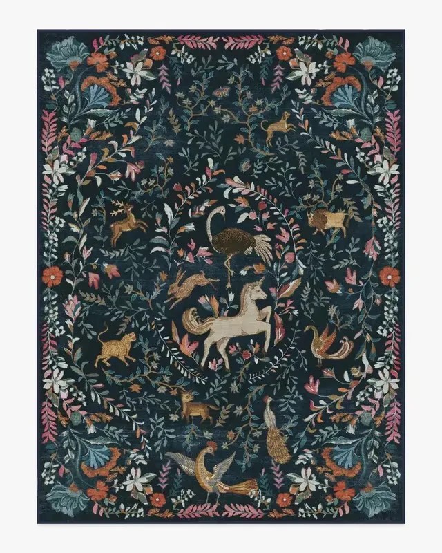 DASTICKING Iris Apfel Protea Forest Green Rug 4