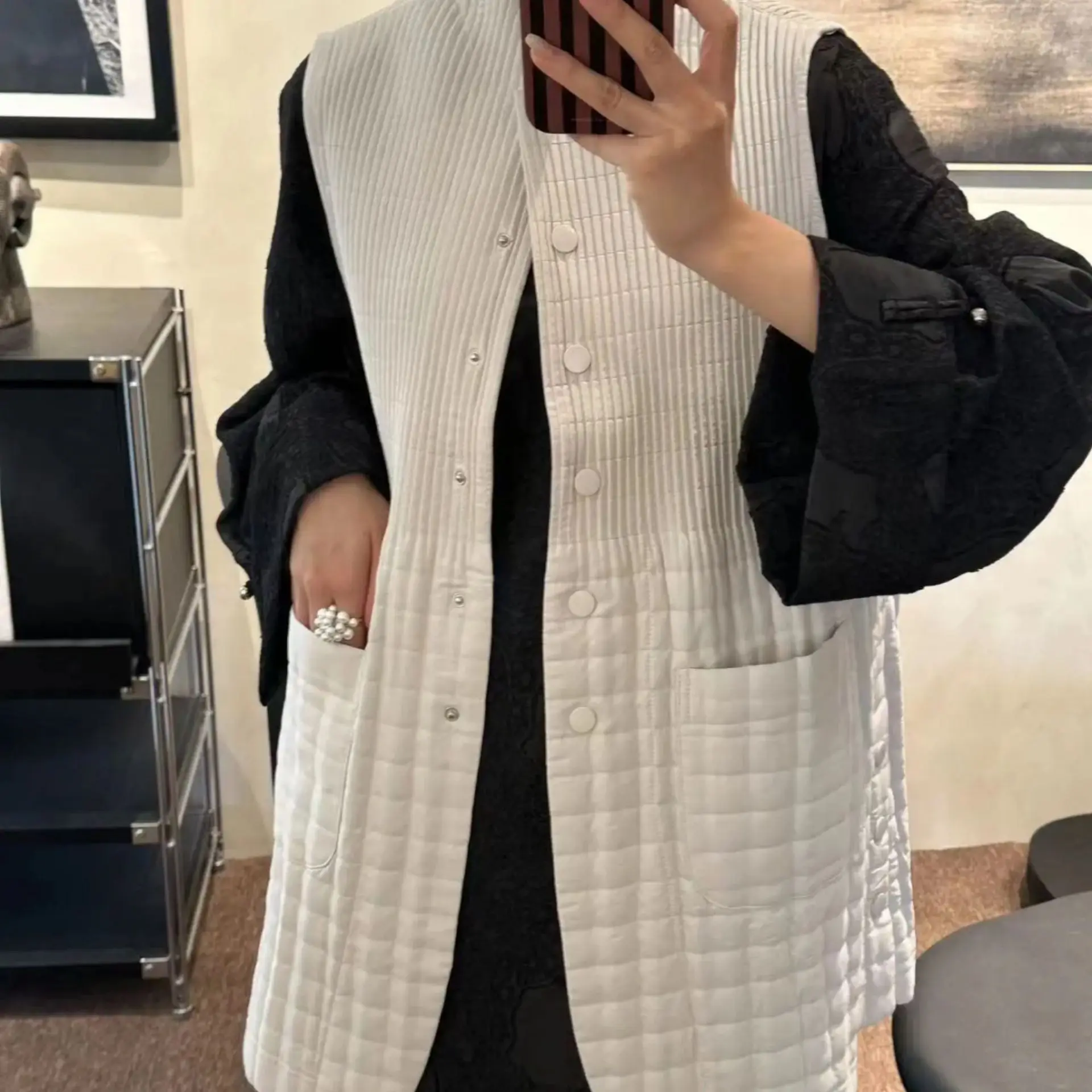 ミヤケプリーツベスト 2025 秋冬 ペプラム コットンベスト レディース コットン服 厚手 無地 シンプル 快適 ジャケット