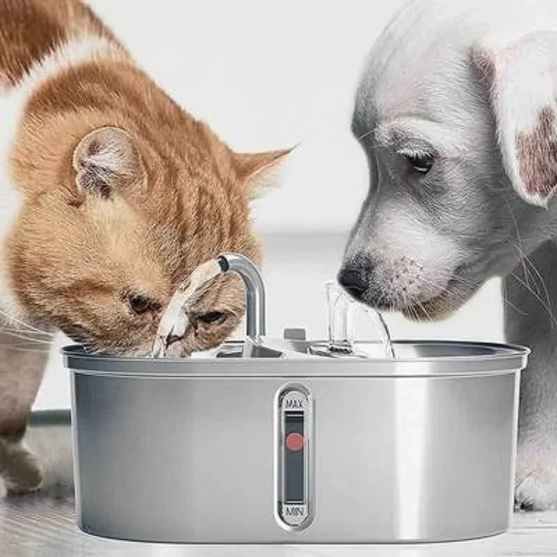 Cat water dispenser Stainless steel, easy to clean, 2 flow modes, silent pump, large capacity automatic cat water dispenser