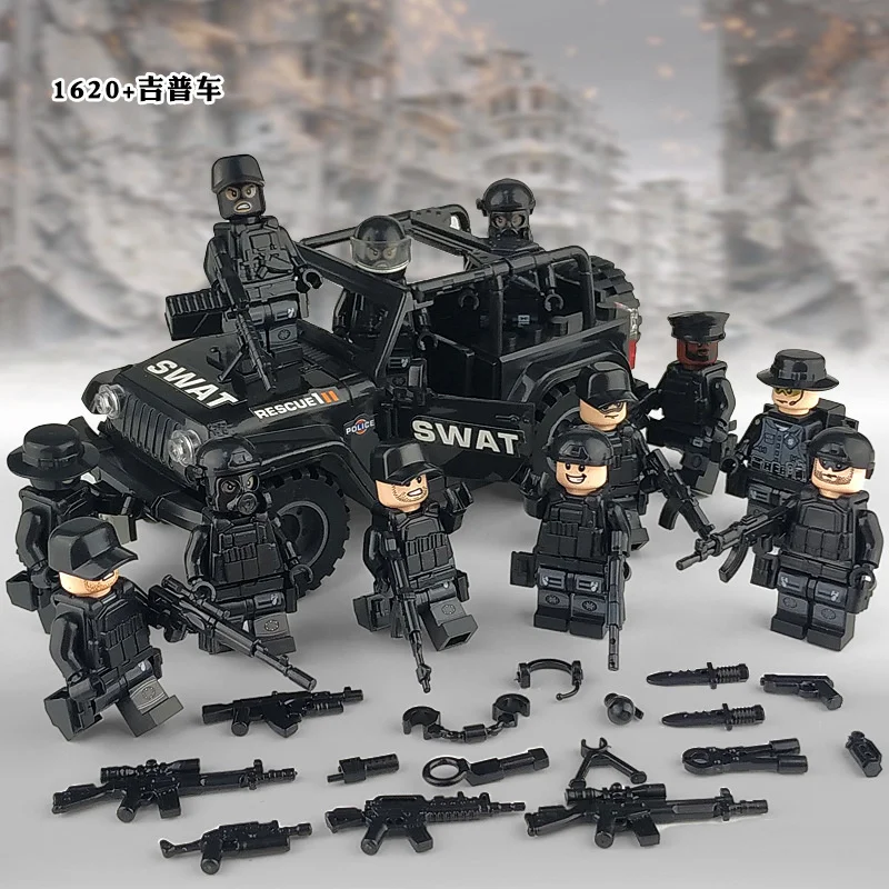 

Military Special Forces Modern Soldier Police SWAT City Military Weapons Figures Rifle Building Block Mini Toys