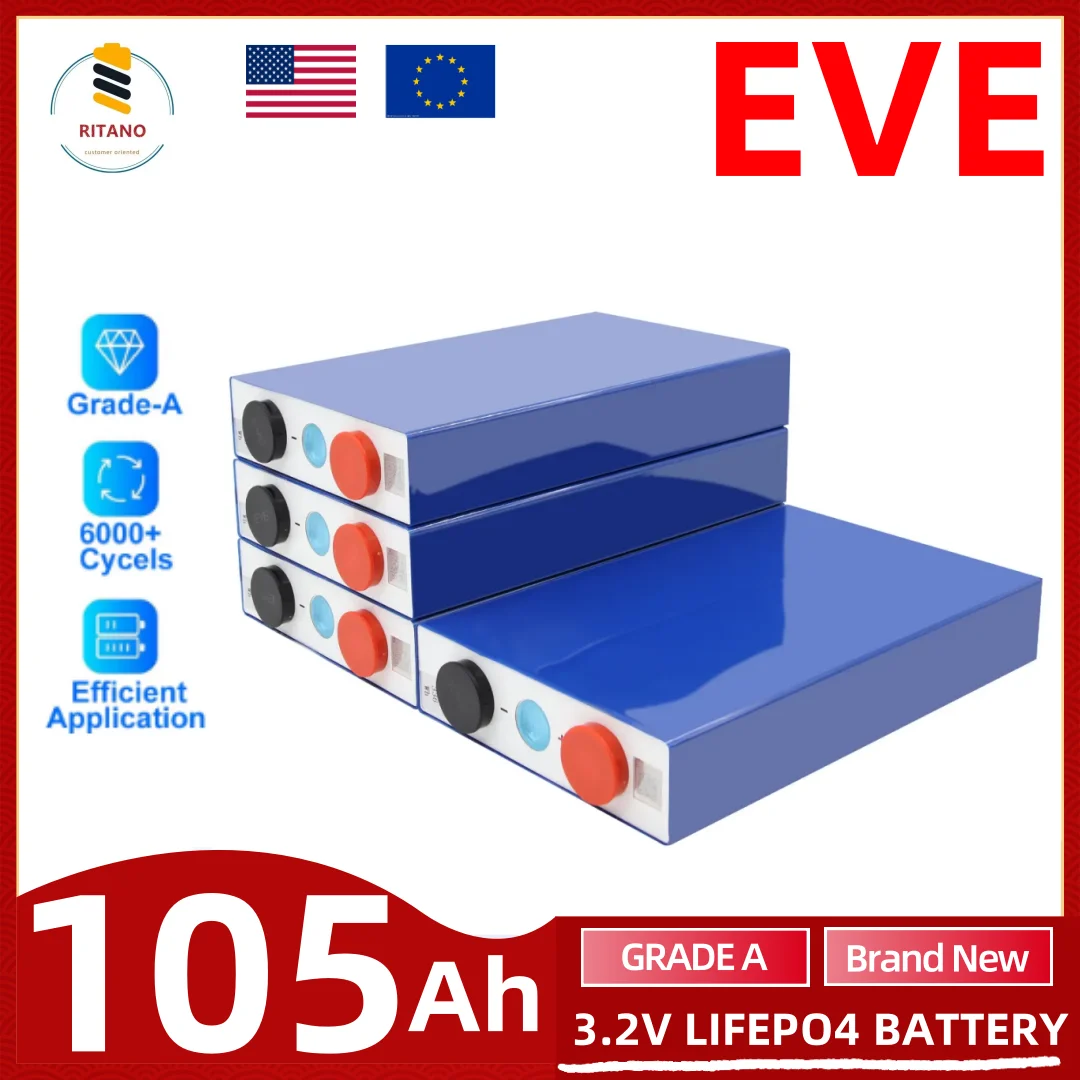 

EV-E 3.2v Lifepo4 Battery Cell 90ah 105Ah 120ah Grade A lithium ion batteries For RV Power wall Solar Home Energy Storage System