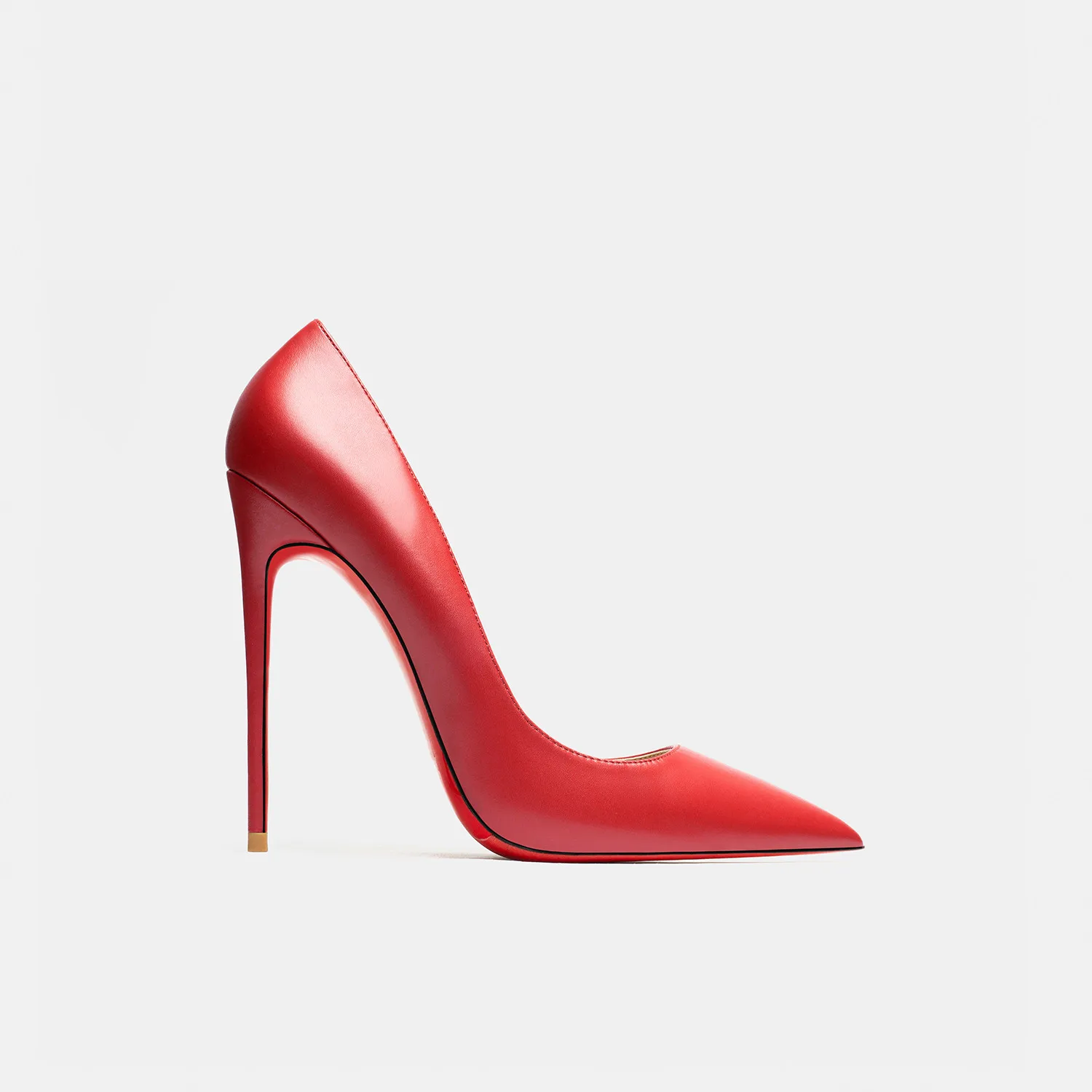 Women\'s Red Shiny Bottom High Heels Brand High Heels 12 cm Sexy Matte Party Pointed Wedding Shoes Shallow Mouth Single Shoes