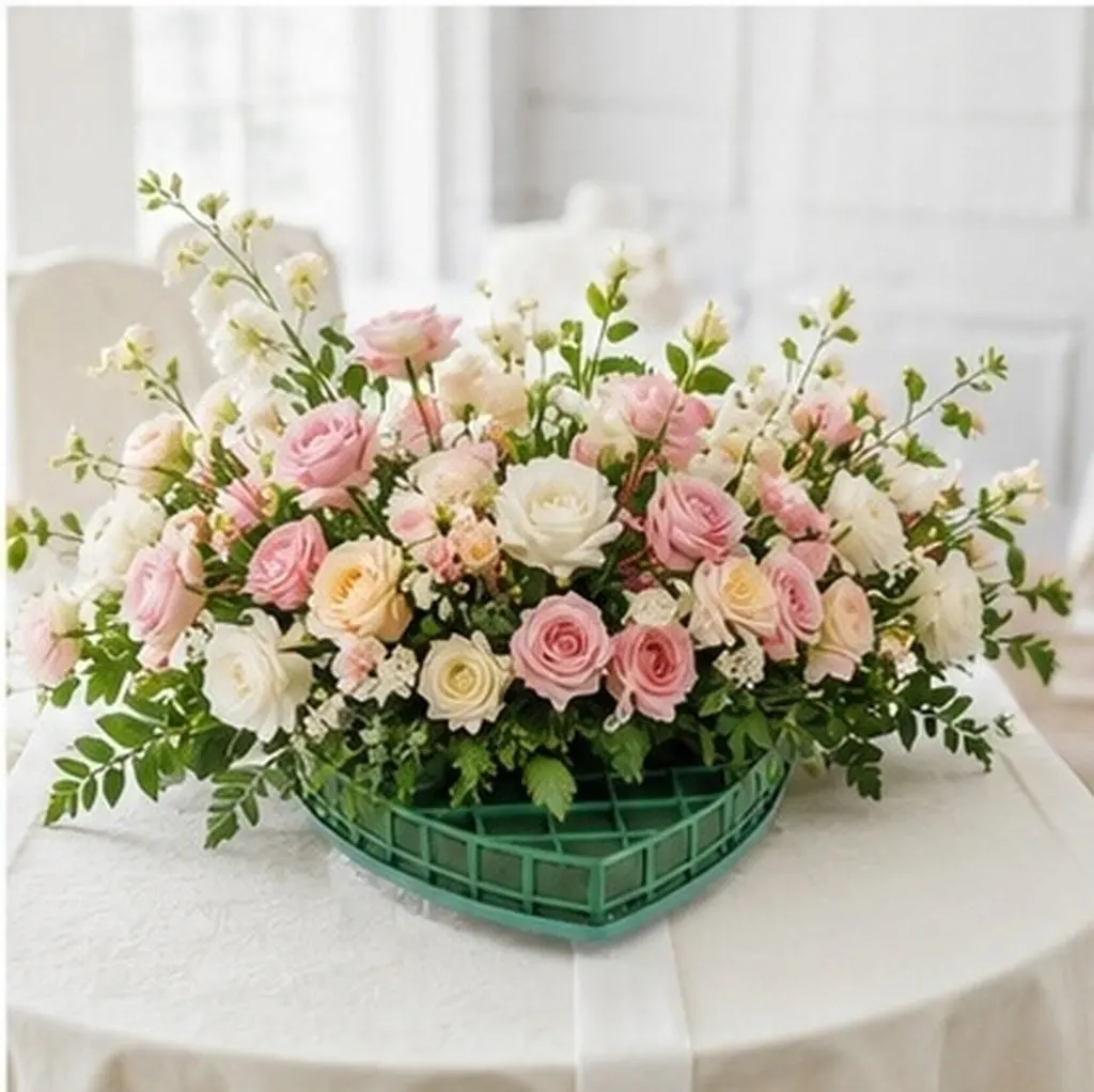 1Set Flower Mud Heart Floral Foam Cage Wedding Car Decor Strong Water Absorption Floral Arrangement Supplies Flower Green Mud