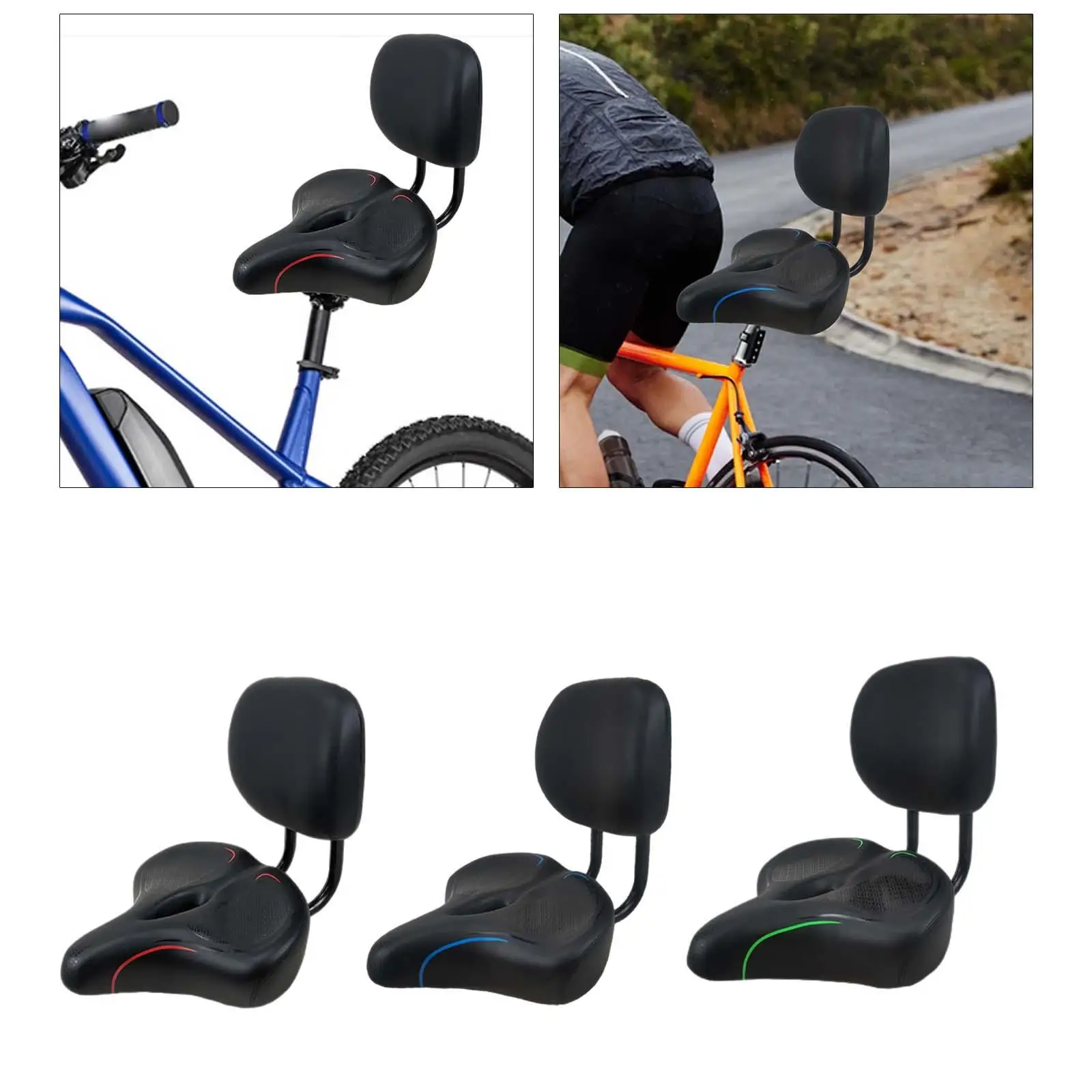 Bike Seat with Backrest Women Men Portable Height Adjustable Bicycle Saddle