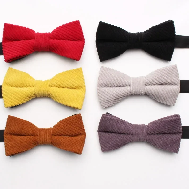 Stripe solid color premium Corduroy terylene bow tie Men and women Macaron solid color fashion wedding bow tie