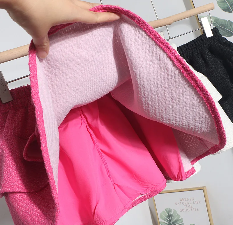 여성용 신축성 있는 허리 트위드 케이크 A라인 플러피 스커트