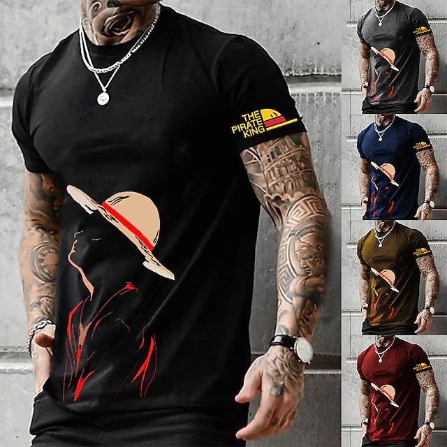 

Men One Piece Monkey D. Luffy T-shirt Anime Cartoon Anime 3D Classic Street Style for Couple's Men's Women's Adults' 3D Print