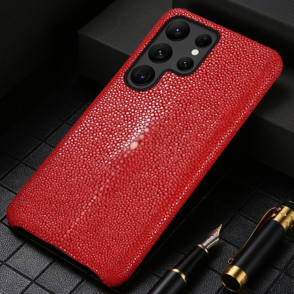 

Genuine Stingray Leather Case for galaxy S24 S23 S22 Ultra S23 S21 FE S24Plus S22Plus Note 20 10 Plus A53 A54 A55 5G.