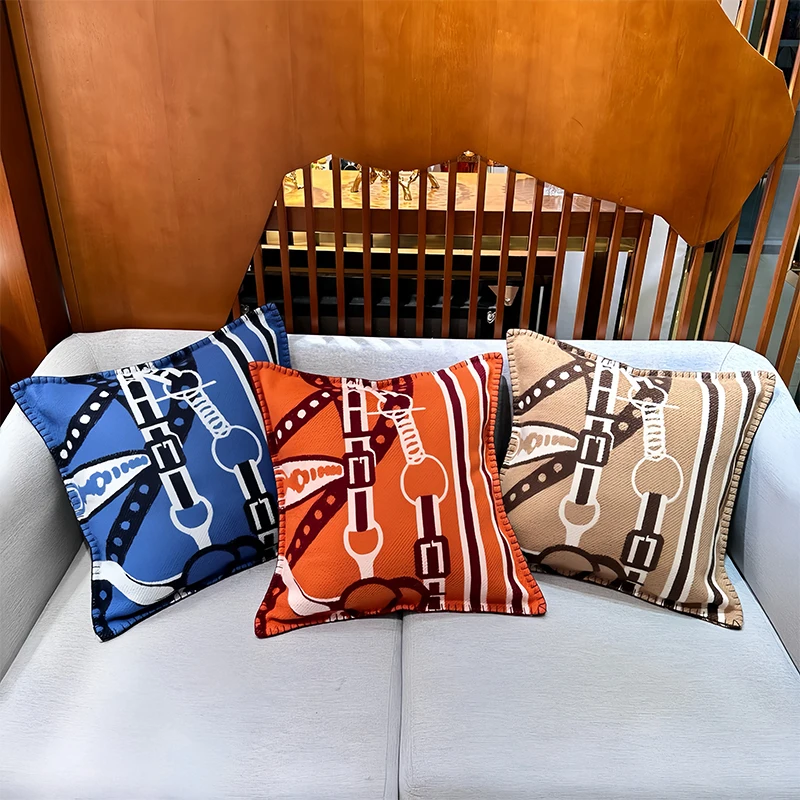 Orange Chair Pillows Modern Wool Cushion Case Luxury Simple Decorative Pillow Cover For Sofa Chair Fashion Home Decorations