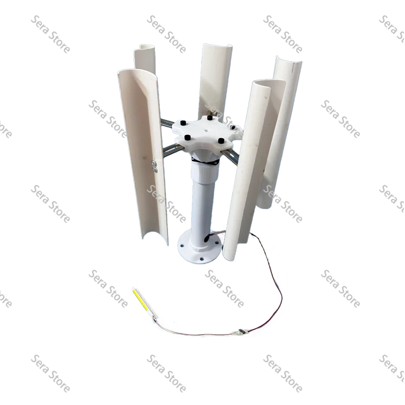 Portable vertical axis five blade wind turbine model three-phase permanent magnet generator with gentle wind start