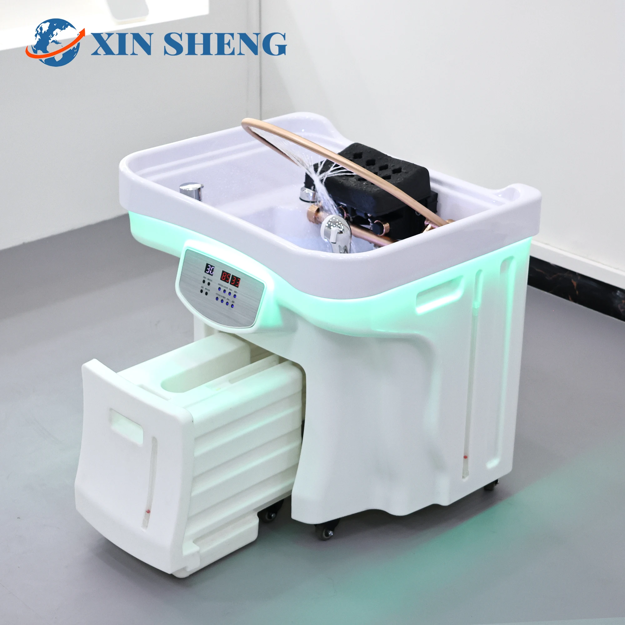Convenient 60L Water Storage Head Spa Basin with Water Circulation and Heating Function,  Hair Salon Basin, with Drainage Tank