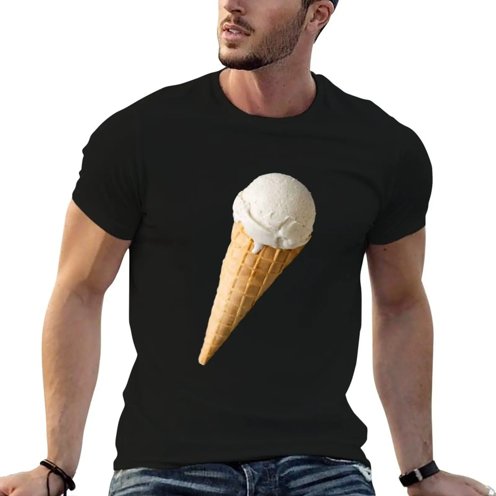 Vanilla Ice Cream On Waffle Cone T-Shirt cute tops shirts graphic tees mens tall t shirts