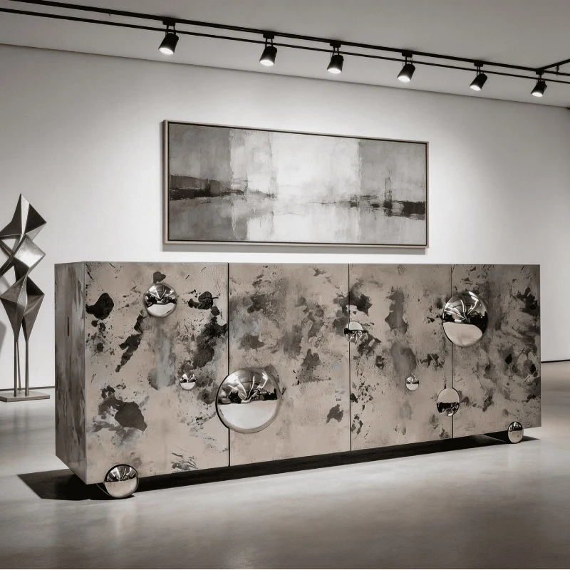 

Sideboard, wall-mounted storage cabinet, modern art cabinet, villa stainless steel storage cabinet