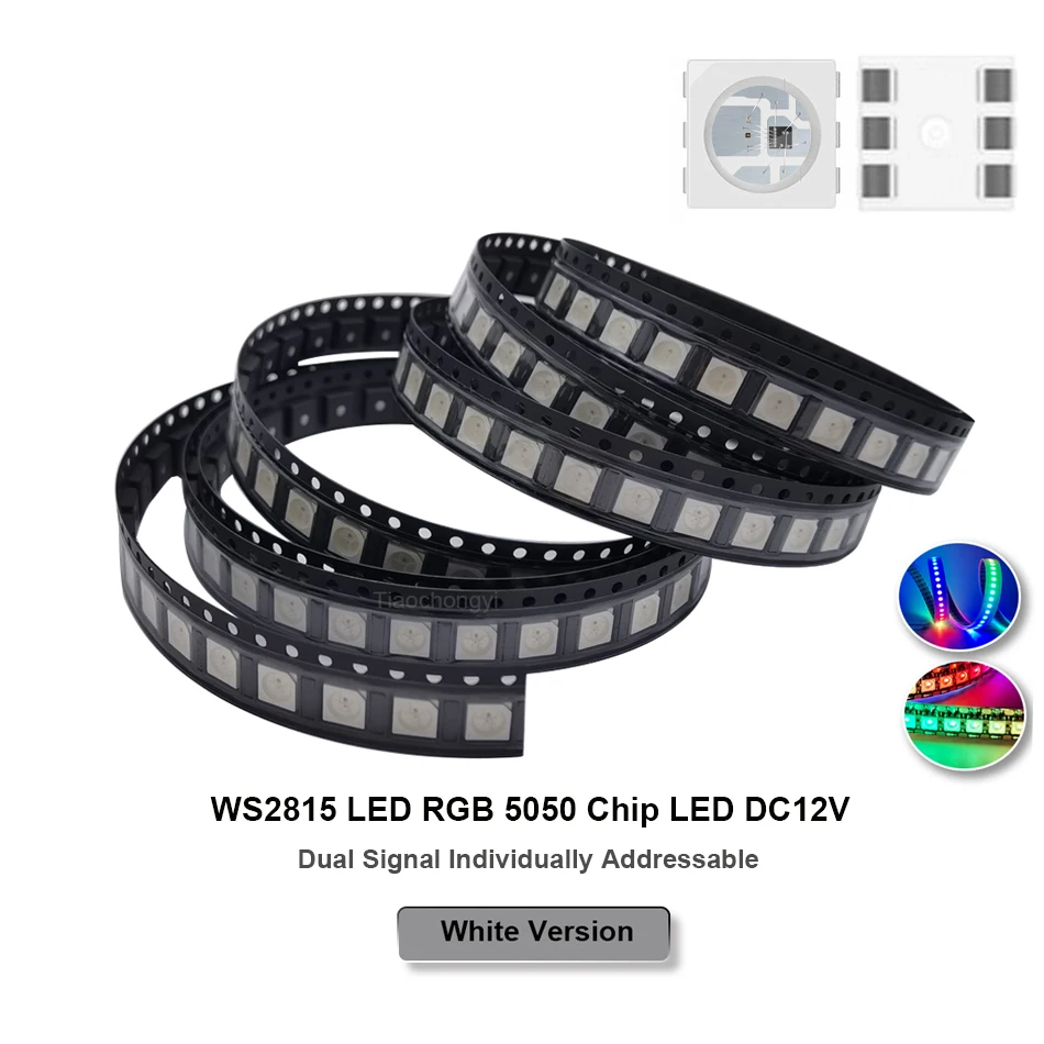 WS2815 LED Chip 5050 RGB DC12V Intelligent Control Signal Break-point Continuous Transmission Full Color Addressable 10-1000PCS