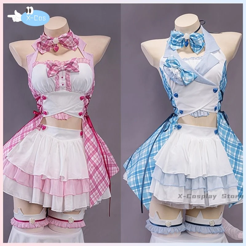 Game Cosplay Dress Suit Sexy Cat's Costume With Cat Tail Anime Set Cute Game Cosplay Chocolate ＆ Vanilla Maid Outfit Service Set