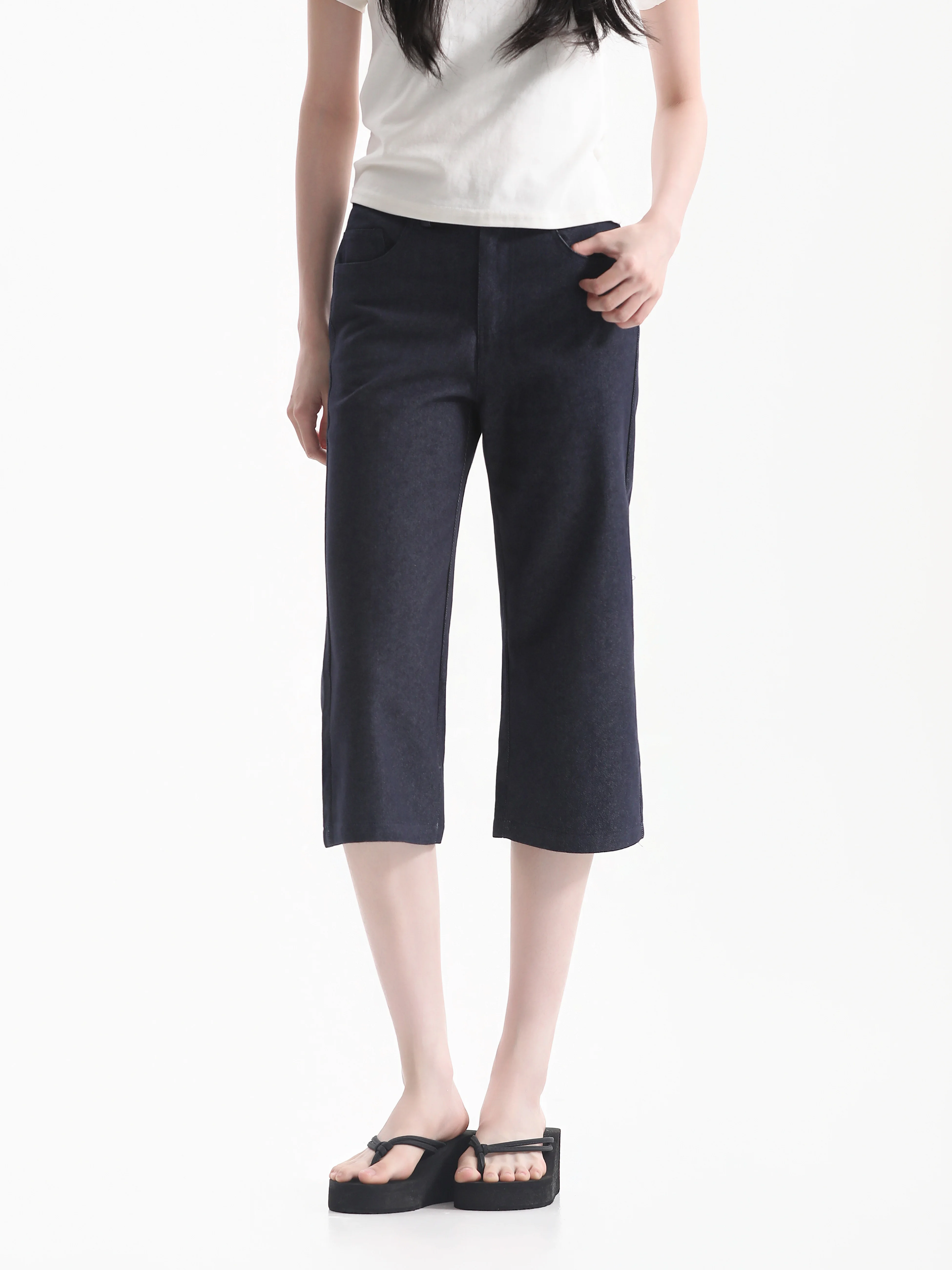 Early Autumn Loose Fit Lazy Style Women's Slimming Jeans Shorts CleanFit American Series Natural Waist Button Pocket Pure Color
