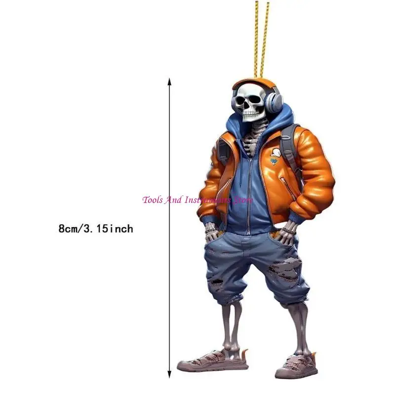 Estatua Skul Cool Halloween Skeleton Figurine CAR ORNAMENTO ACRYLIC Decoración colgante C7AC