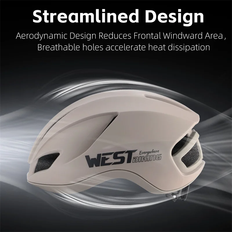 WEST BIKING Lightweight Men Aero Helmet Female Khaki Helmet MTB Road Bike Electric Scooter Couple's Helmet With Rear LED Lights