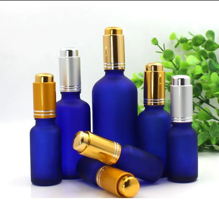 100ml clear/blue/green/brown glass bottle silver pump dropper essential oil serum moisture liquid skin care cosmetic packing