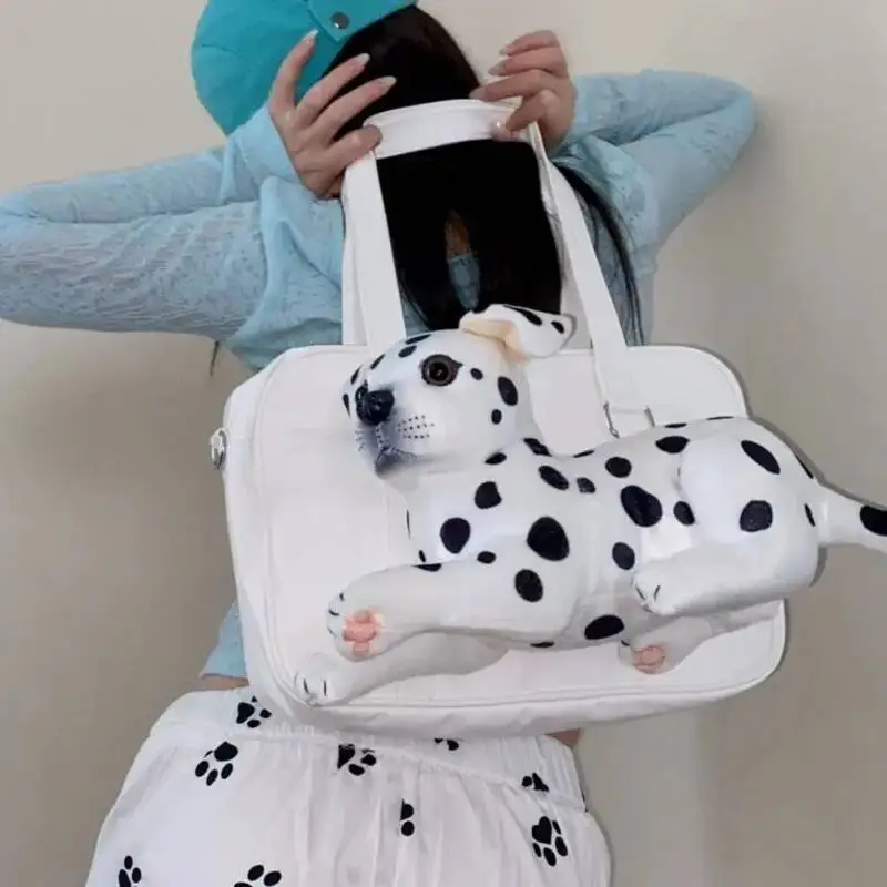 

Bloom Haruku Aesthetic Y2k Shoulder Bags Women Hot Girl Uniform Spotted Dog Cute Handbag Female Vintage Casual Messenger Bag