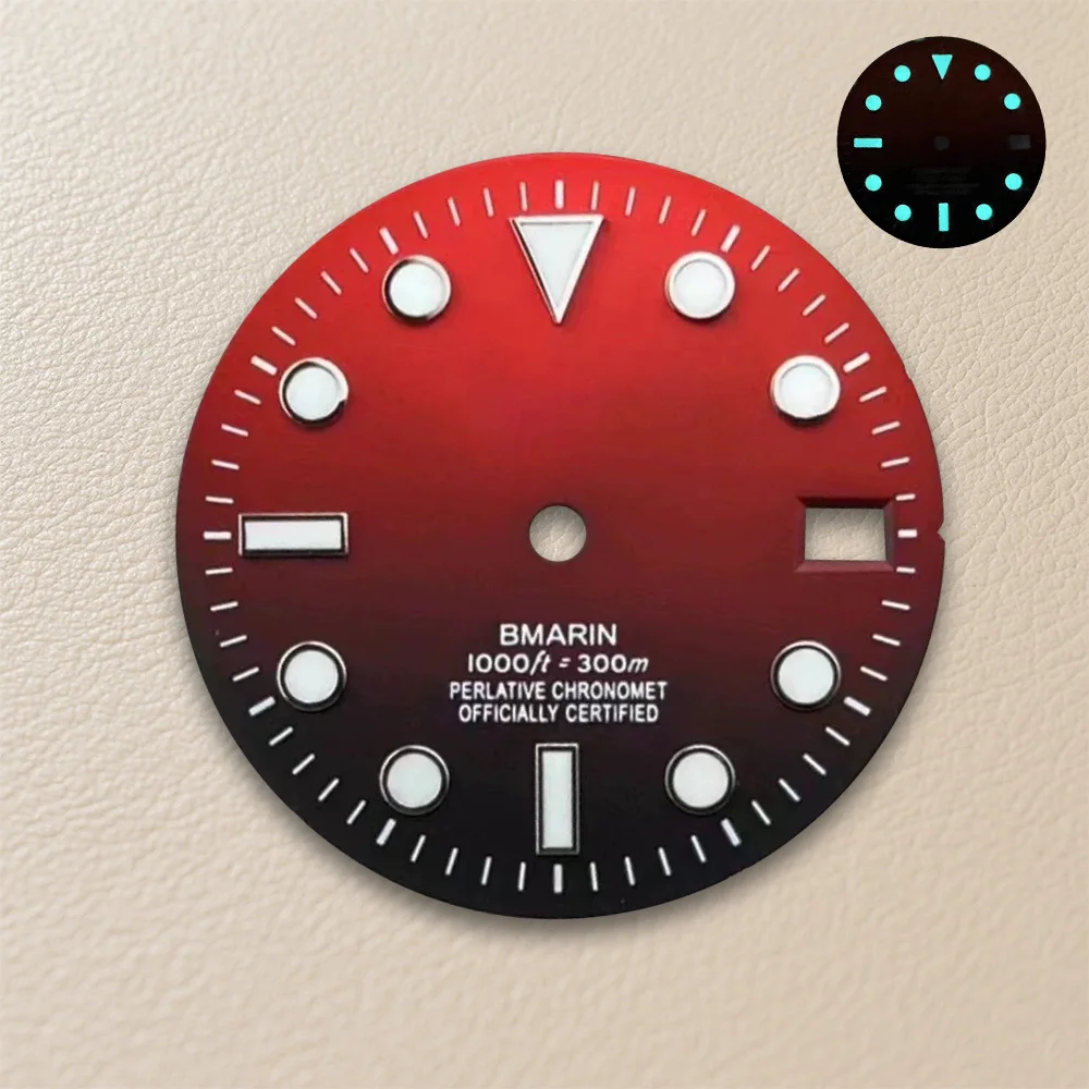 28.5mm S Logo SUB Gradient Dial Fit NH35/NH36/4R/7S Movement Ice Blue Luminous High Quality Watch Modification Accessories view 4