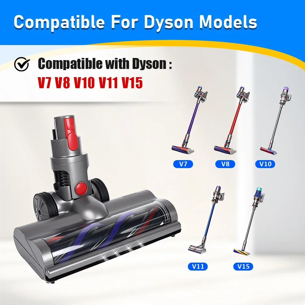 Roller Brush Head for Dyson V7 V8 V10 V11 V15 Cordless Vacuum Cleaner Quick-Release Motorhead with LED Headlight,Roller Brush