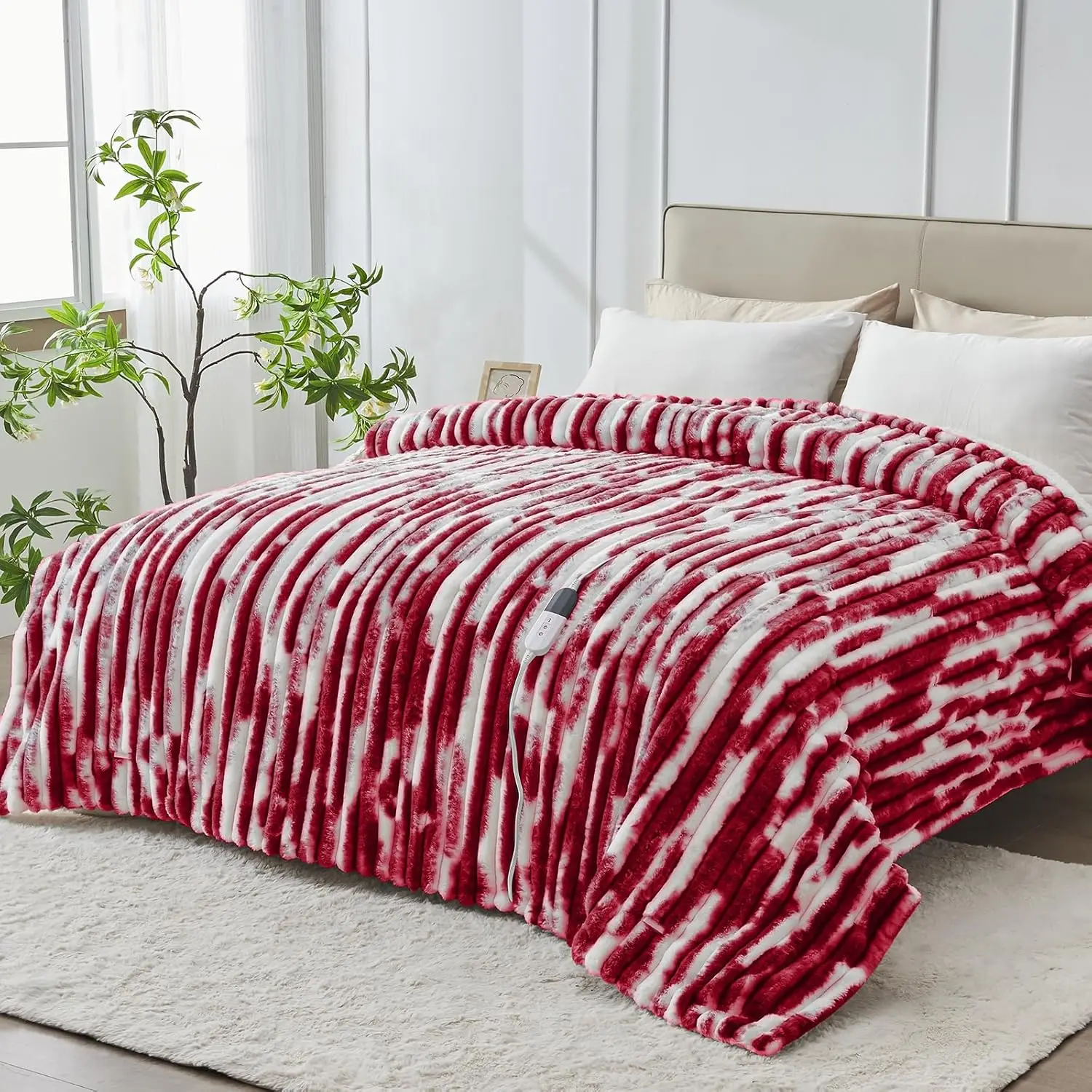 

62x84 Heated Blanket with 6 Heat Levels, Auto Shut-Off & ETL Safety - Soft Faux Fur Sherpa