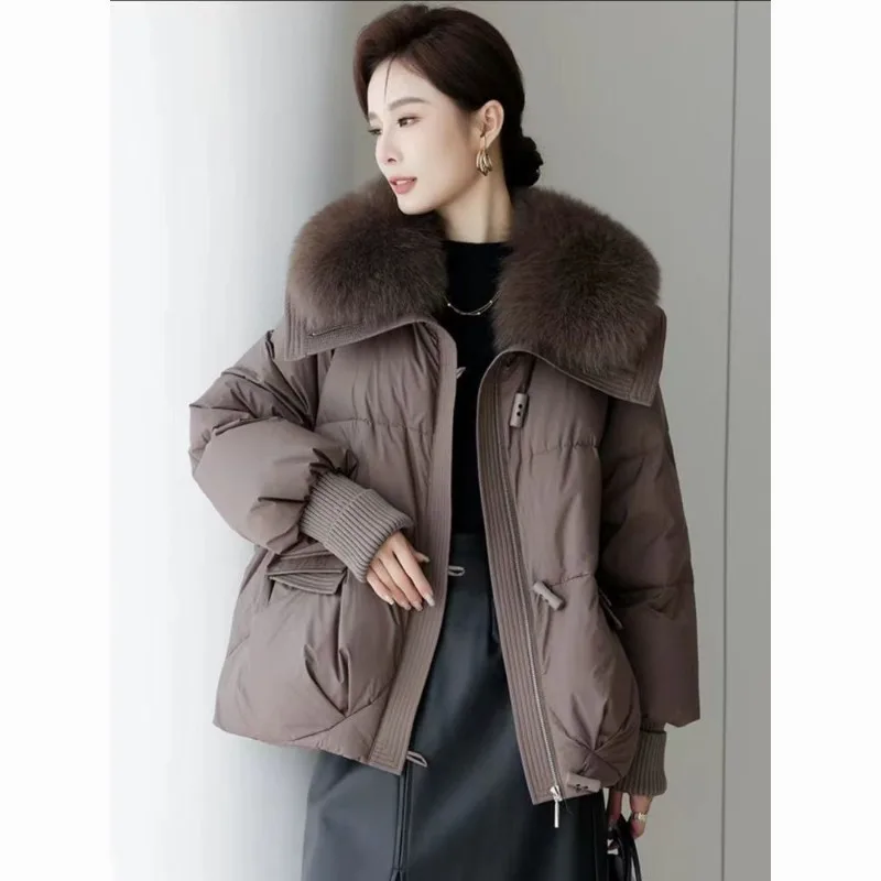 

New Winter Short and Stylish Korean-style Loose Cotton-padded Jacket Extra-large Fur Collar Thickened Cotton-padded Coat Fashion