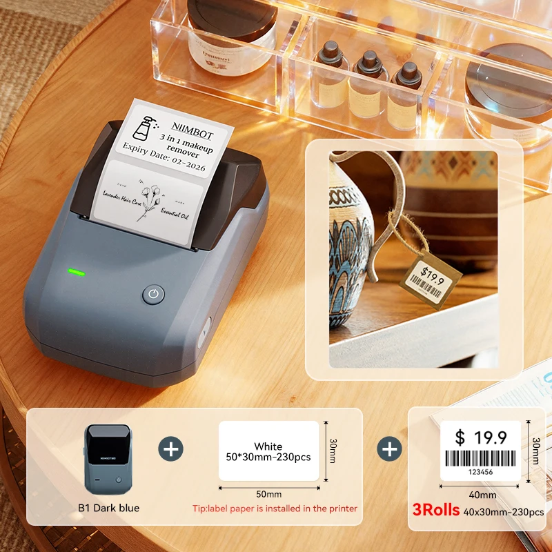 NIIMBOT B1 draagbare thermische printer met tapes 2-inch zelfklevende labelprinter Mini Bluetooth Sticker Maker Ondersteuning smartphones PC