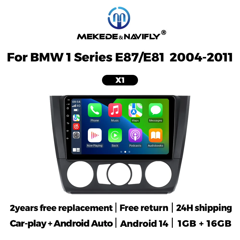 2Din CarPlay Autoradio Voor BMW 1 Serie E87 E81 E82 E88 2004 2005-2011 Android 14 Auto DVR Monitor Achteruitrijcamera Mediaspeler