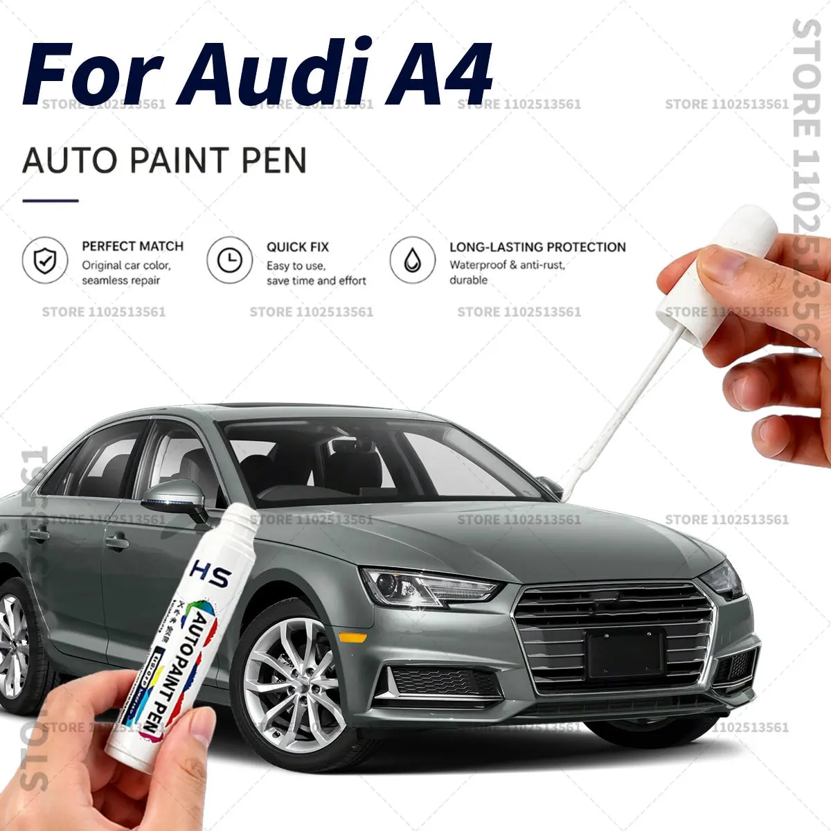 Stylo de retouche pour Audi A4, réparation rapide des rayures et éclats de peinture, blanc glacier, gris Daytona, bleu Navarra, noir brillant