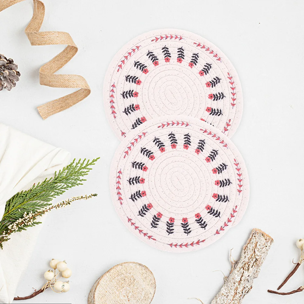 

4pcs Cotton Rope Woven Heat Resistant Drink Mats Table Protection Round Coasters Hot Drinks Absorbent Cup Mats For Coffee Table