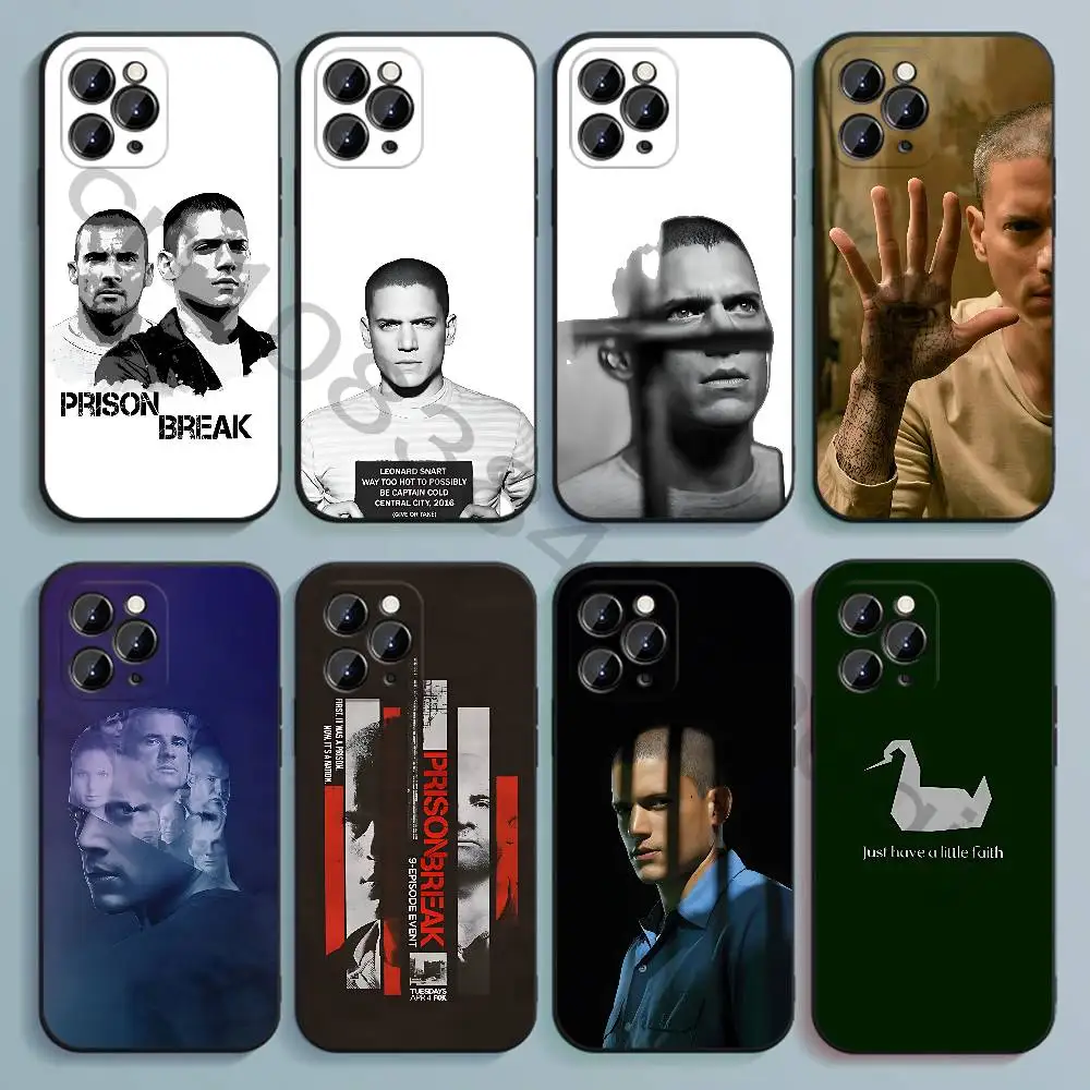 P-Prison Break Black Soft TPU Phone Case For iPhone 17 16 15 14 13 12 11 Pro Max Mini Plus E Shell Printed