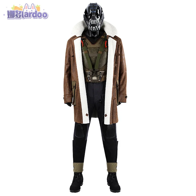 Bat Bane Cosplay Costume Shoes Mask Overcoat Props Accessories Halloween Man Fantasy Suit The Dark Knight Rises Uniform Lardoo