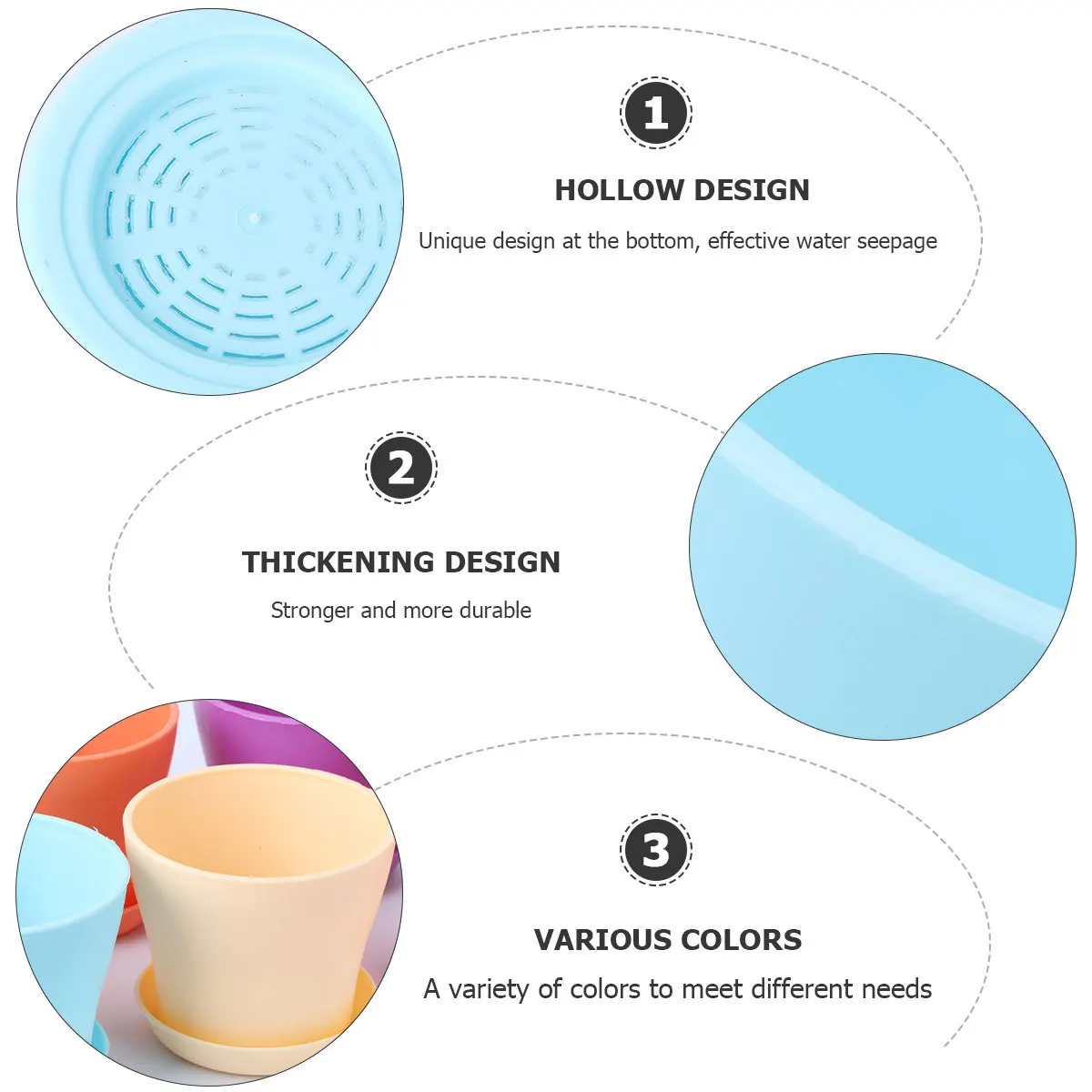 

8Pcs Resin Plastic Gardening Flowerpots Durable Bonsai Containers for Garden Balcony Flowers Succulents with Tray Assorted