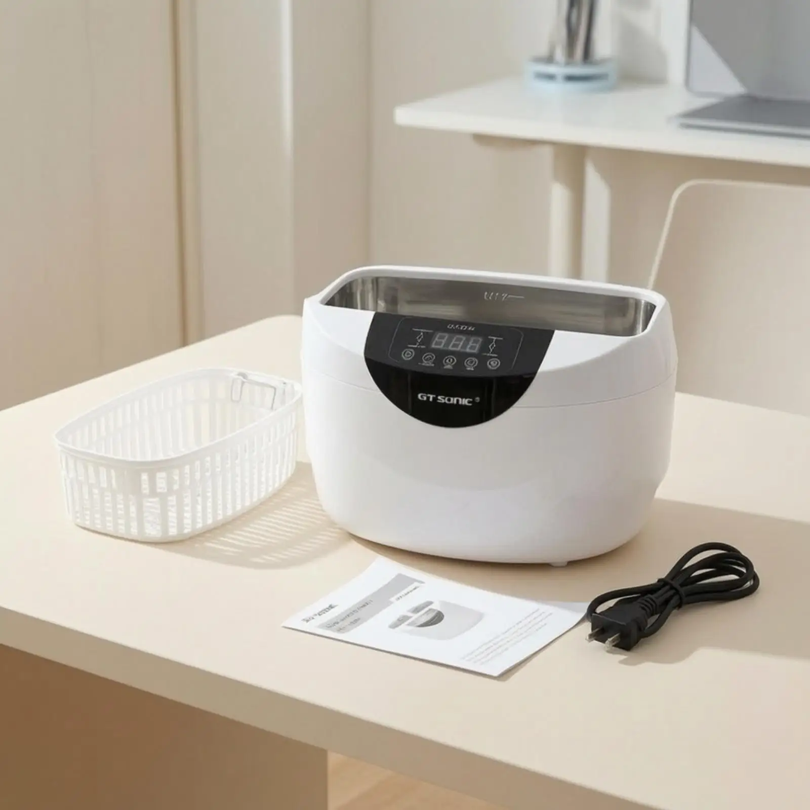 Sound Wave Cleaner with Basket 40kHz Sound Wave Jewelry Cleaner Digital Jewelry Cleaning Machine for Jewelers, Opticians, Home,
